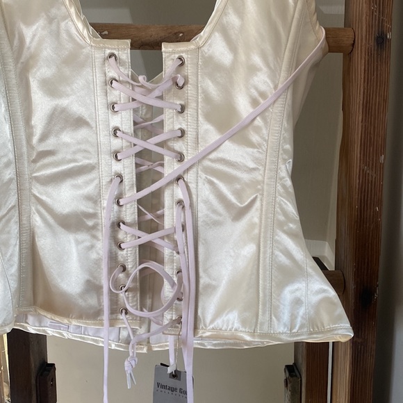 VINTAGE GOTH COLLECTION SATIN LACE UP BONING CORSET 36 PUNK STEAMPUNK  36 NEW - Picture 2 of 11